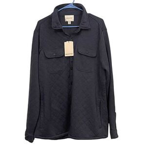 New Industry Mens Black Rayon Blend Collared Snap Front Quilted Shirt Jacket XL